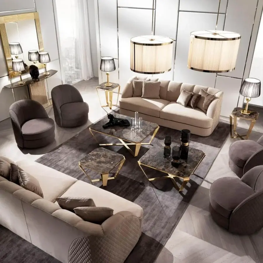 Exceptional DV Home Collection Charlotte lounge chair crafted in Italy with matte brown textile and diamond quilting
