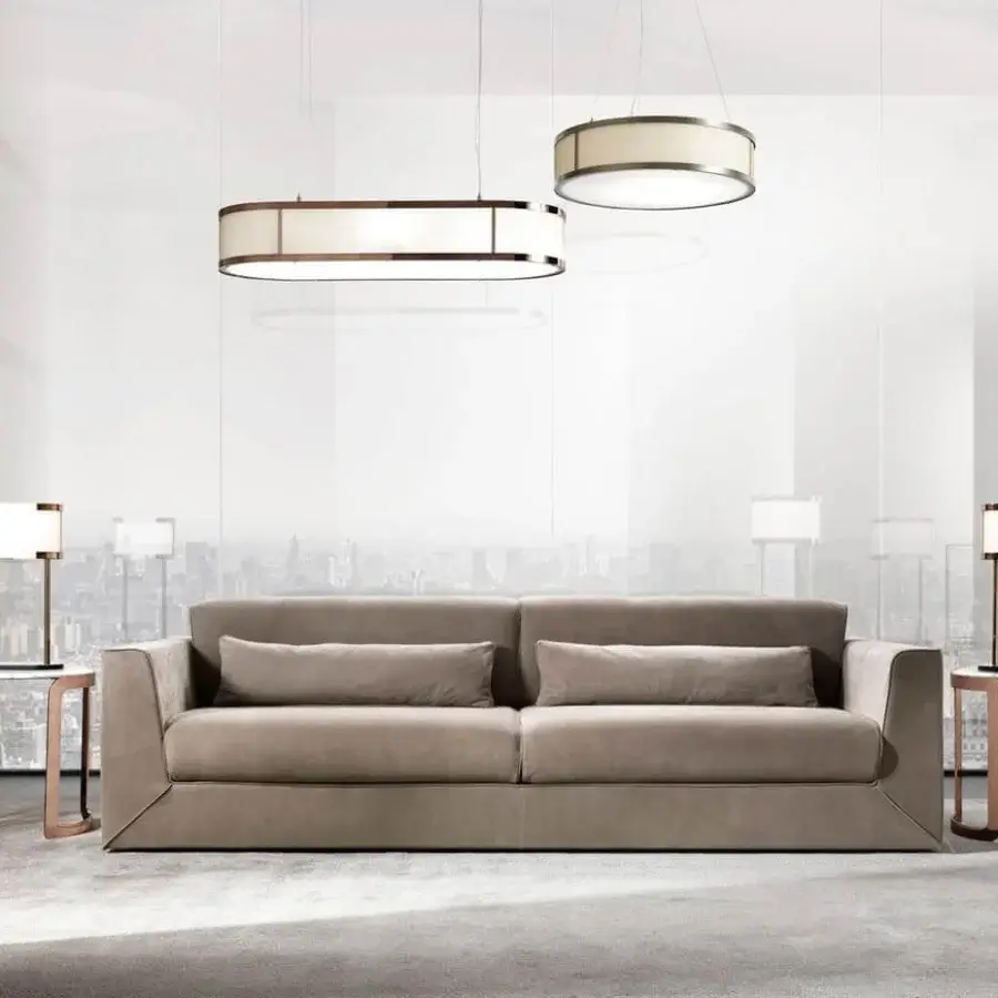Exceptional DV Home Collection Cooper sofa built in Italy with non-deformable polyurethane and matte beige textile upholstery