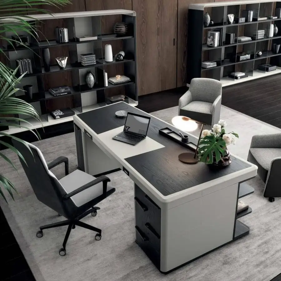 Exceptional 4 Mariani Gill armchair with light gray matte textile and black metal base built for contemporary offices