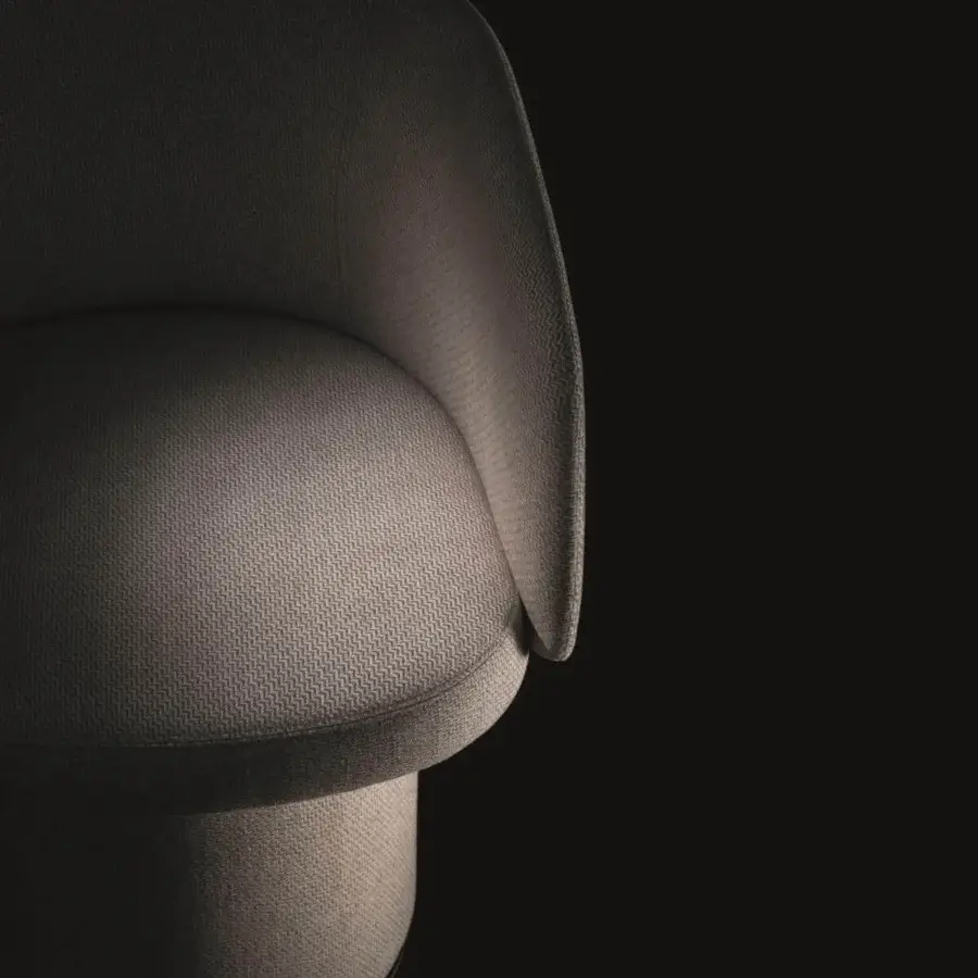 Exclusive Ditre Italia Billie armchair with sculpted form, muted beige textured matte fabric upholstery and fused elements