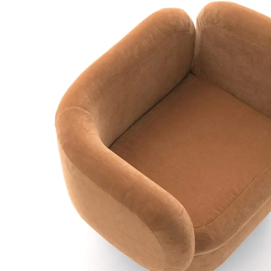 Distinguished Ditre Italia Vento lounge chair with enveloping form in light brown textile and matte finish