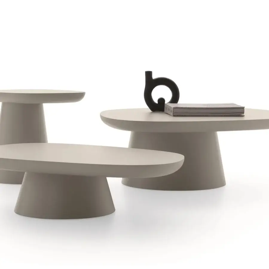 Distinguished Ditre Italia Stone coffee table in light gray stone with smooth matte finish