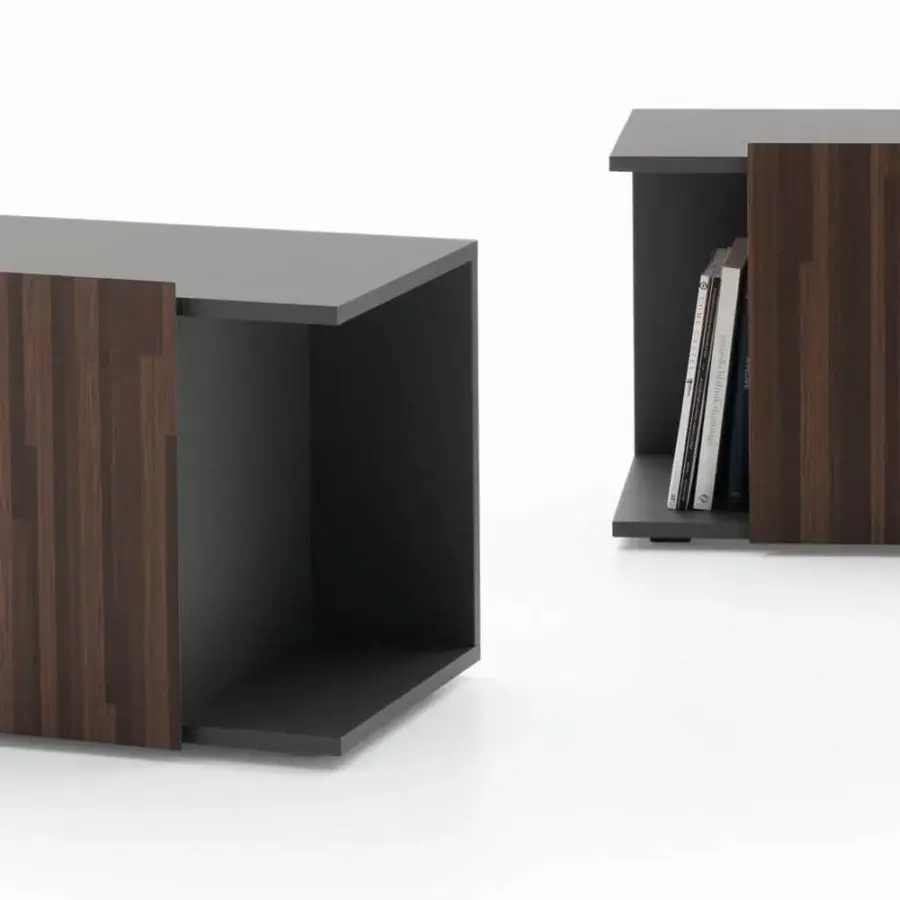 Distinguished Ditre Italia Eric nightstand crafted with dark brown wood grain and dark gray surfaces in a lacquered particle board finish