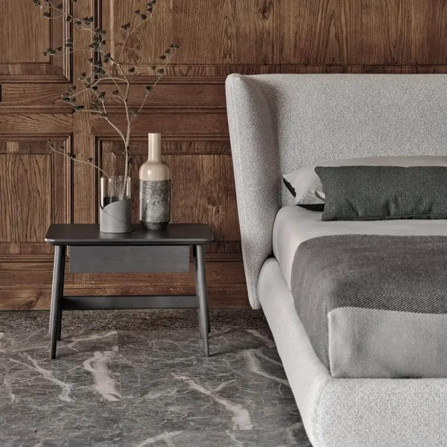 Distinguished Ditre Italia Aany nightstand crafted with beech and matte dark gray finish offering essential bedside storage