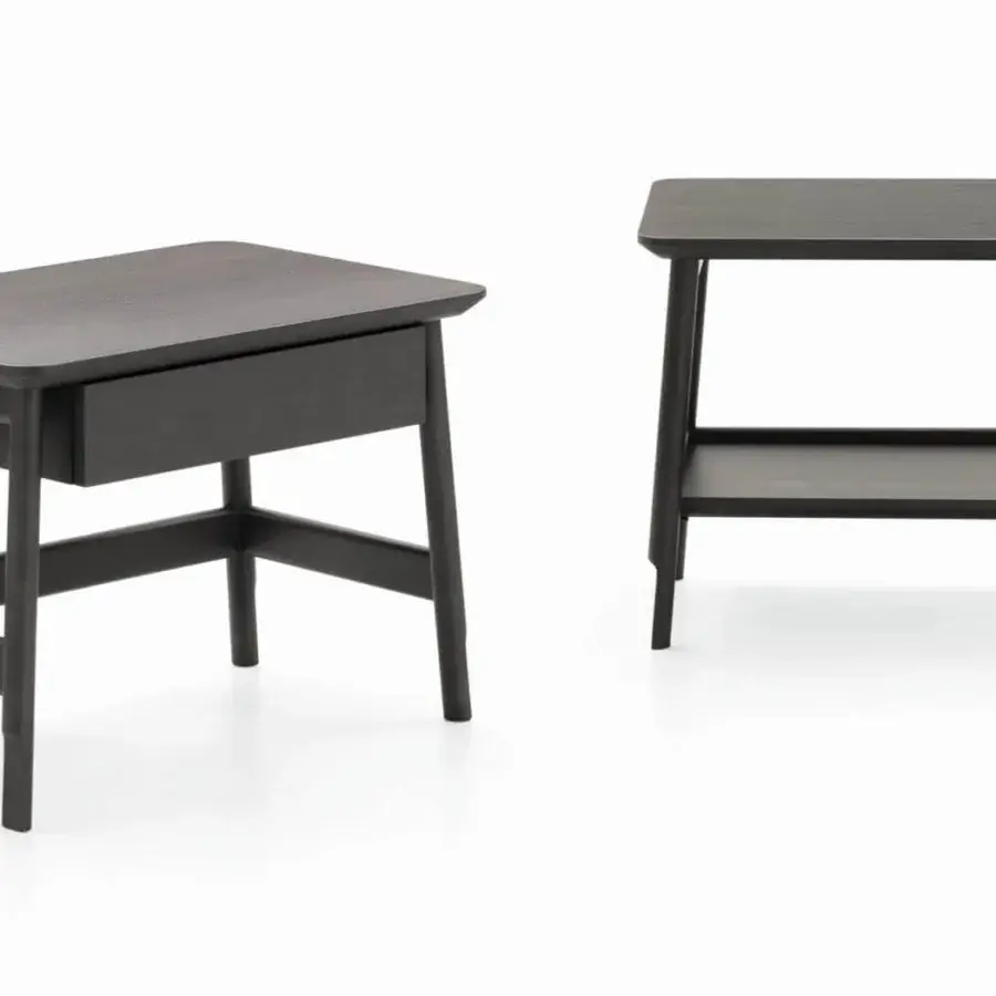 Superior Ditre Italia Aany nightstand built with beech in a dark gray matte finish and sleek straight legs