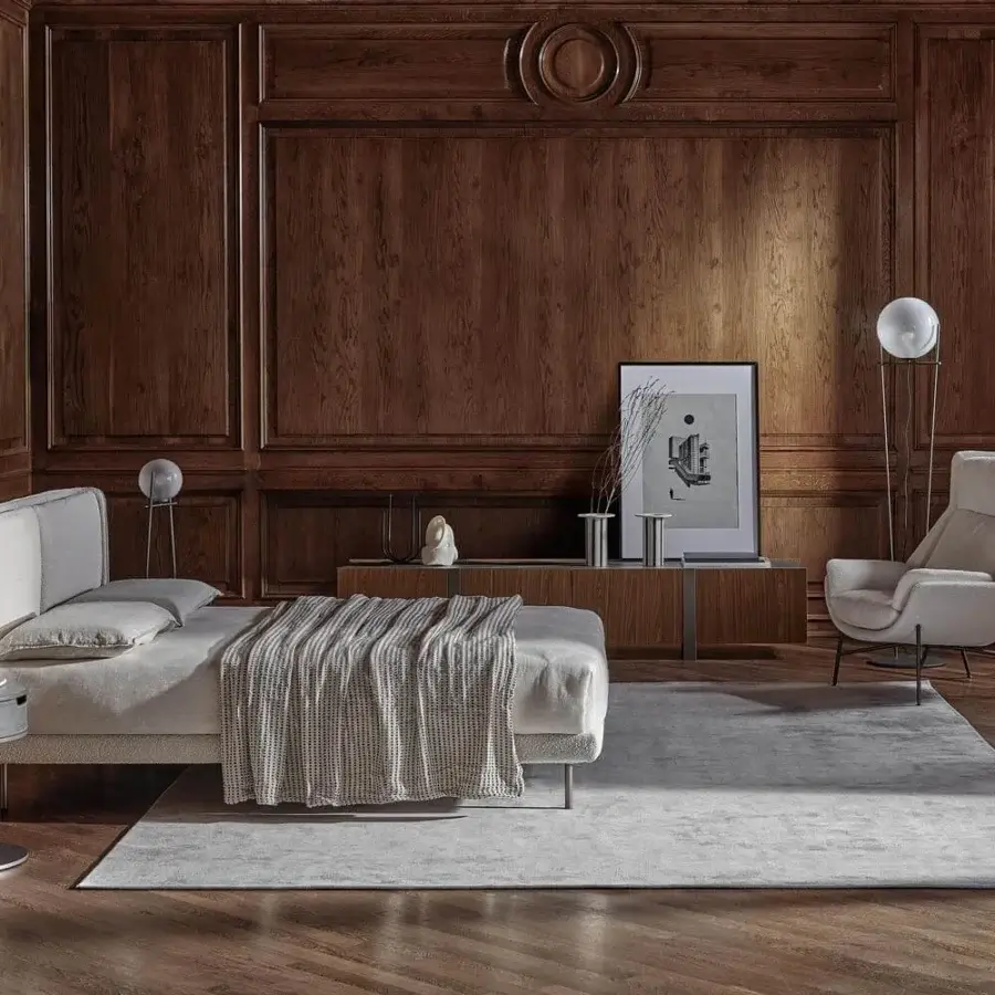 Elegant Ditre Italia Skin nightstand with bent metal form and veneered wood top