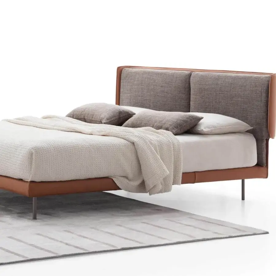 Superior Ditre Italia Skin nightstand with cylindrical bent metal and veneered wood, finished with bonded leather drawer