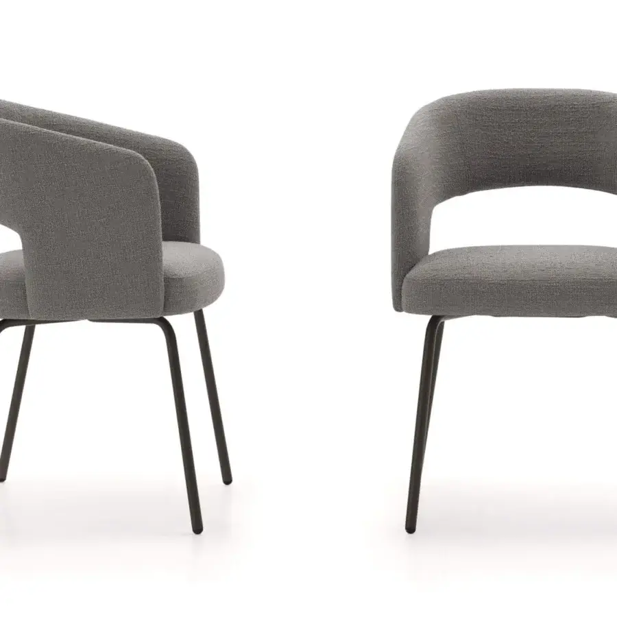 Distinguished Ditre Italia 356 armchair with medium gray textured textile and dark bronze varnished metal legs