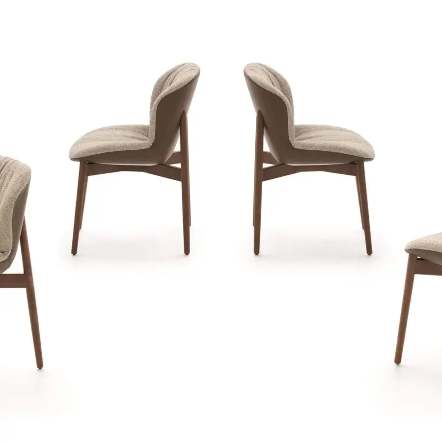 Captivating Ditre Italia Bounty chair with light beige textile and dark brown wooden legs offers balanced design