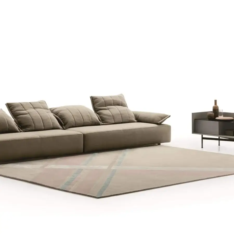 Distinguished Ditre Italia Dialogo sideboard with dove-gray textured wood, sleek black metal base and sliding doors