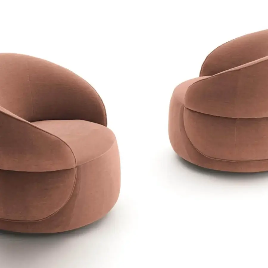 Distinguished Ditre Italia Clip lounge chair upholstered in reddish-brown textile with a matte finish and balanced sculptural lines