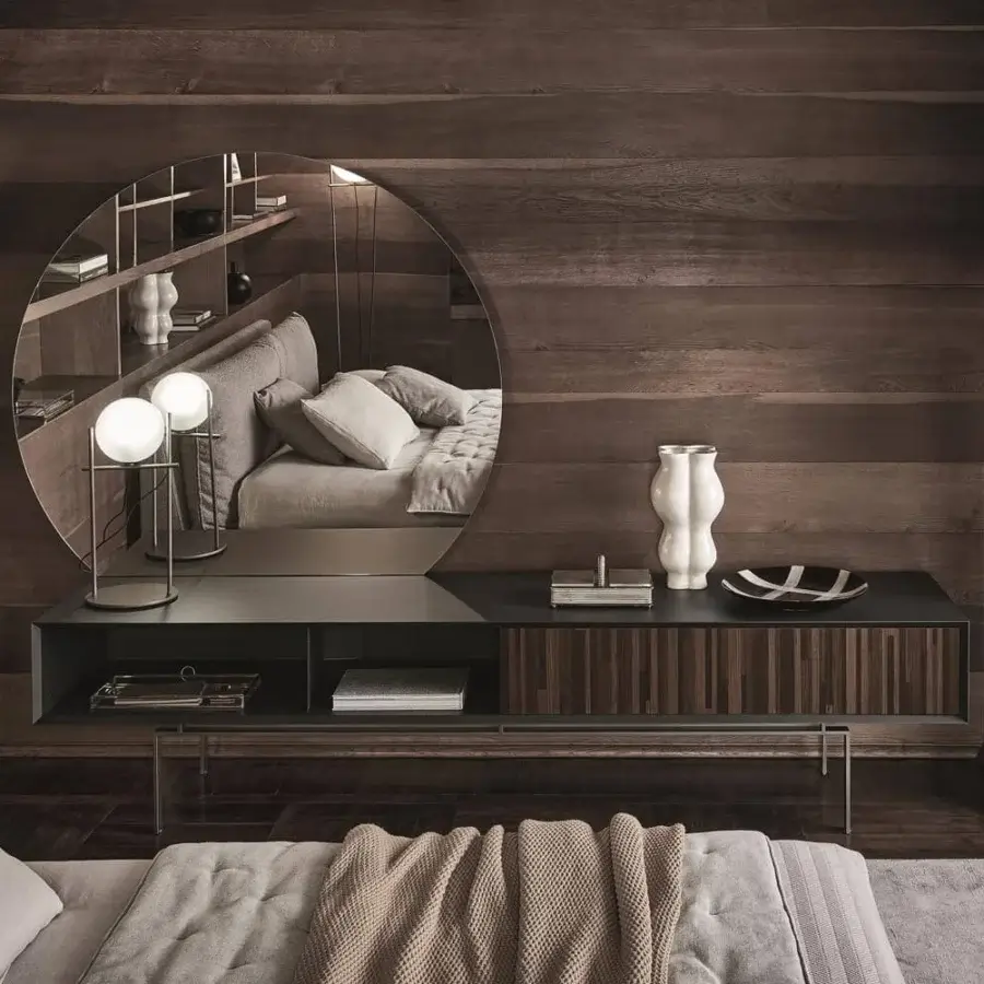 Distinguished Ditre Italia Eric mirror with essential lines and thin metal frame in matte light gray finish