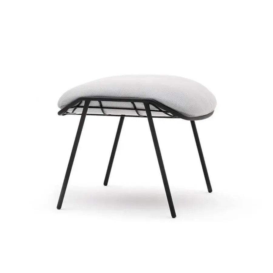 Superior Varaschin Summer Set footrest with light gray textile cushion and dark matte powder-coated steel frame