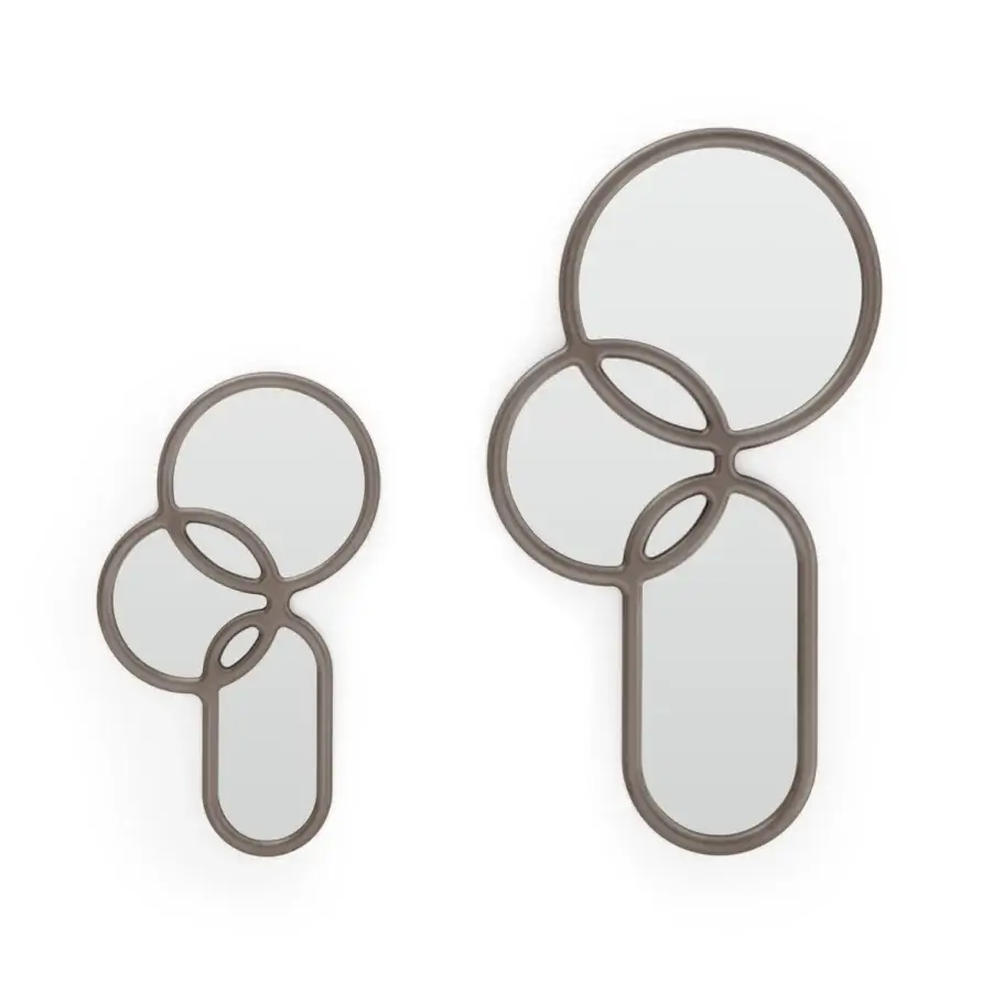 Superior Ditre Italia Multitude mirror with geometric composition in medium gray-brown and smooth matte finish
