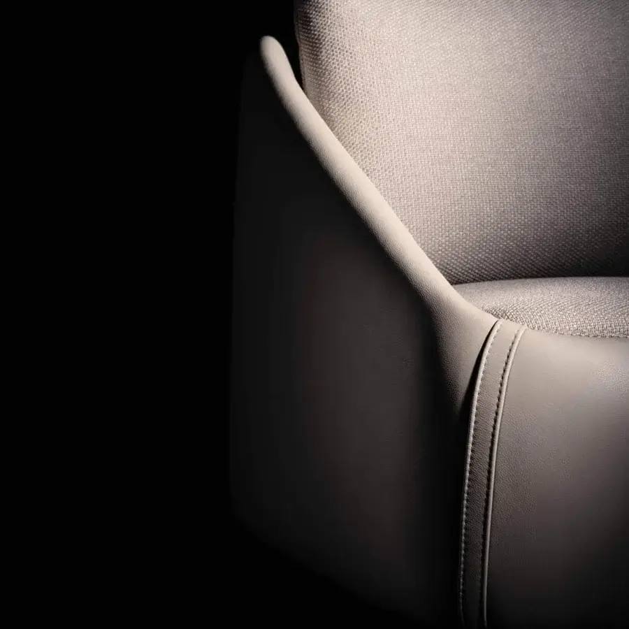 Distinguished Ditre Italia Bend lounge chair with woven light beige cushions and matte darker beige synthetic shell construction