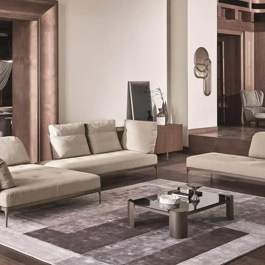 Exceptional Ditre Italia Ada sectional with modular design upholstered in light beige textile and matte finish