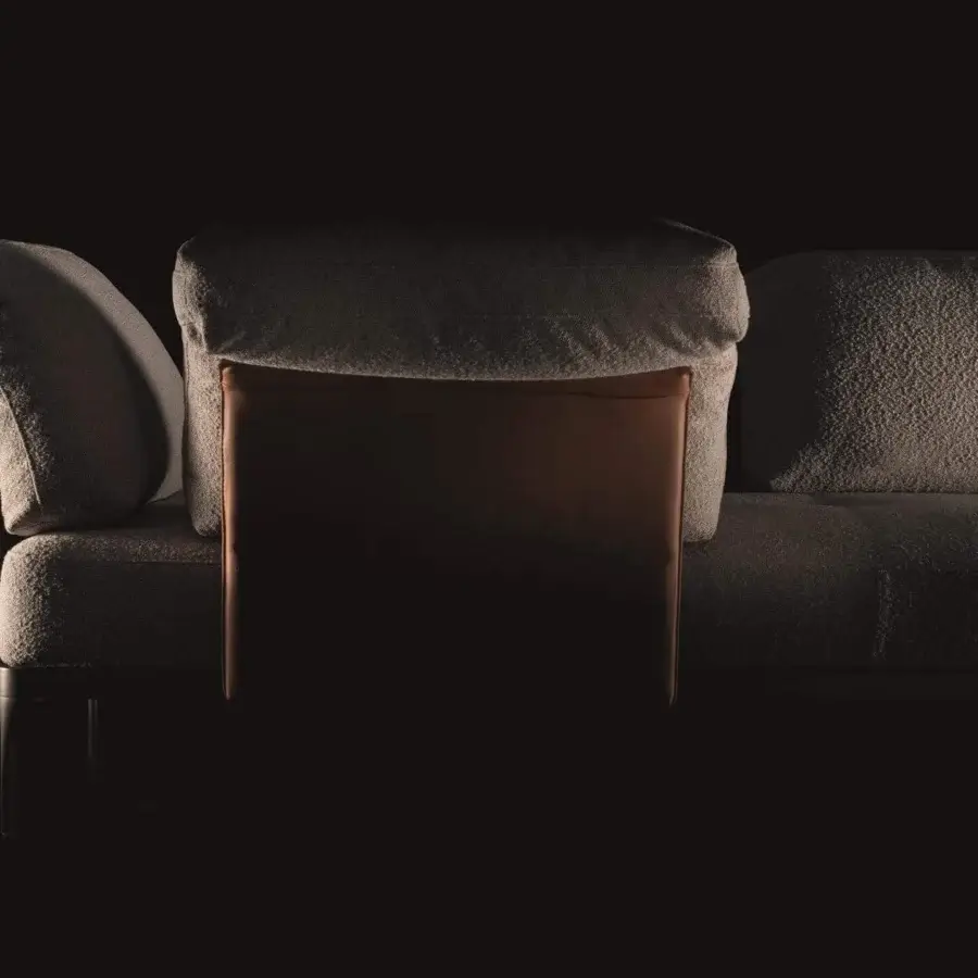 Distinguished Ditre Italia Ada sectional with modular islands upholstered in textured gray textile and brown leather backrests