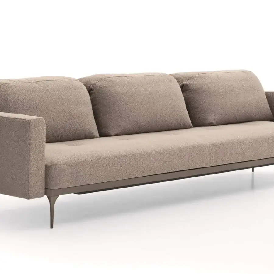 Superior Ditre Italia Ada sectional with textured medium-brown textile upholstery and slim angled metal legs