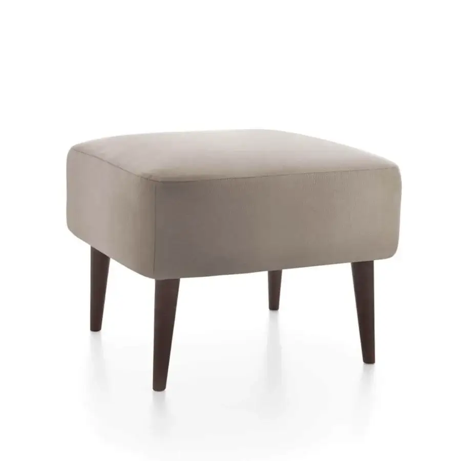 Distinguished Ditre Italia Ray lounge chair with comfortable lines and dark-toned wooden legs, upholstered in light taupe textile