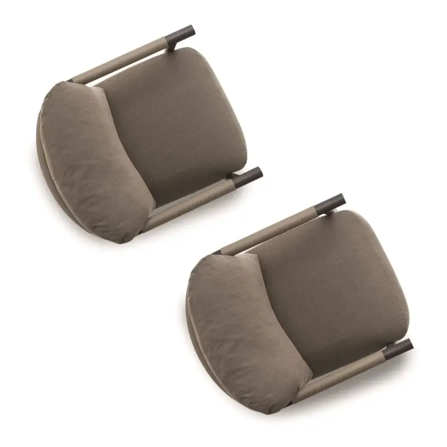 Distinguished Ditre Italia Nathy lounge chair with natural leather stretched over a wooden frame and matte medium brown textile upholstery