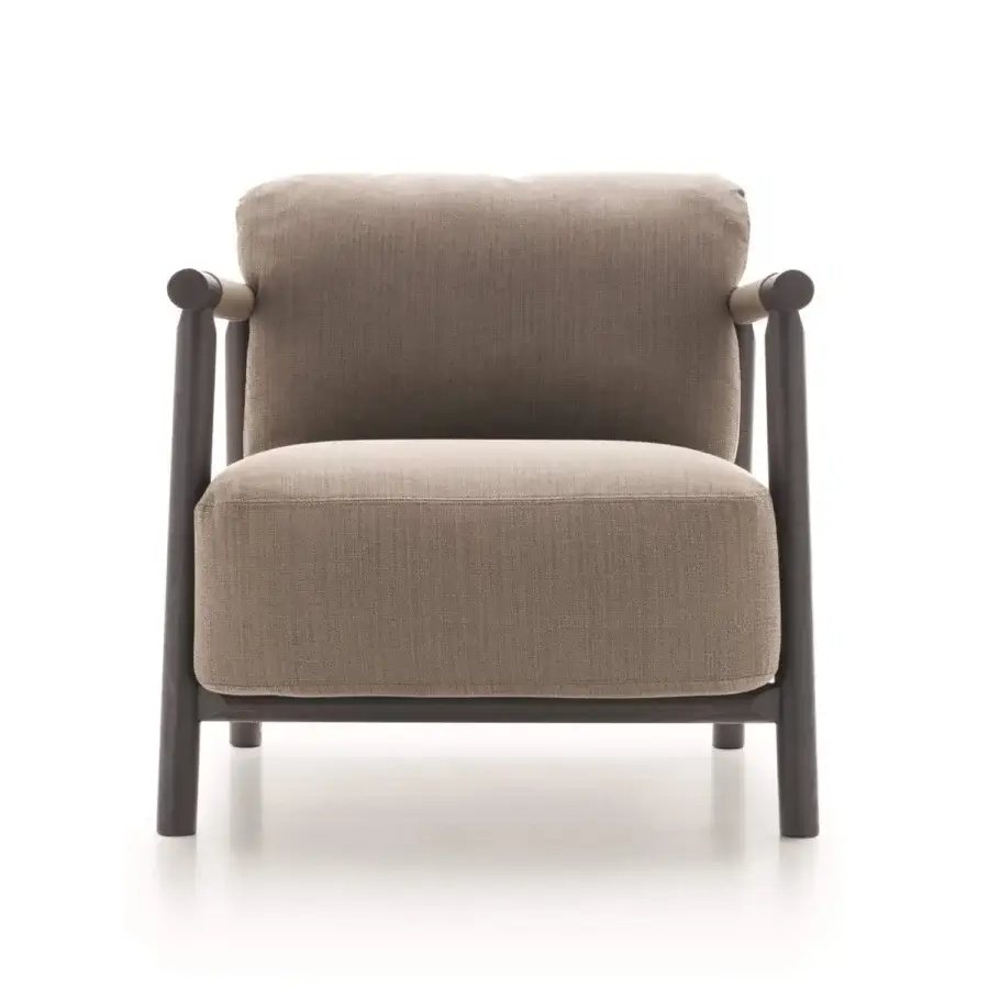 Exceptional Ditre Italia Nathy lounge chair with woven taupe textile and dark matte wooden frame