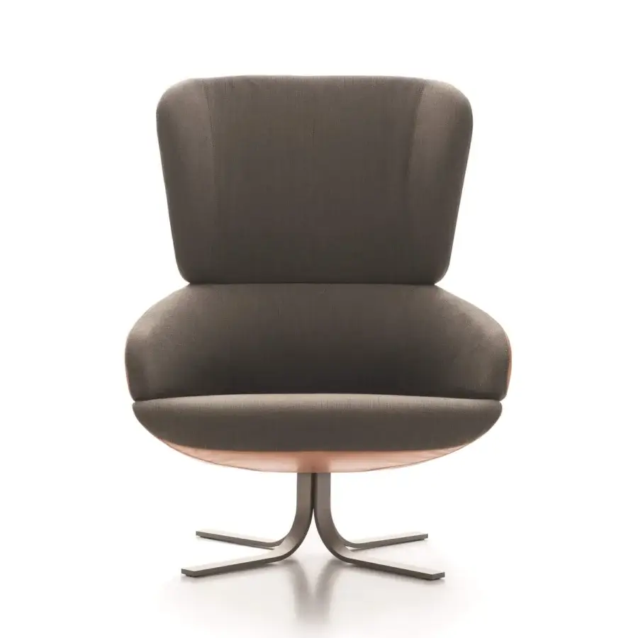 Distinguished Ditre Italia Cut lounge chair upholstered in textured dark gray textile with light brown accents and matte finish