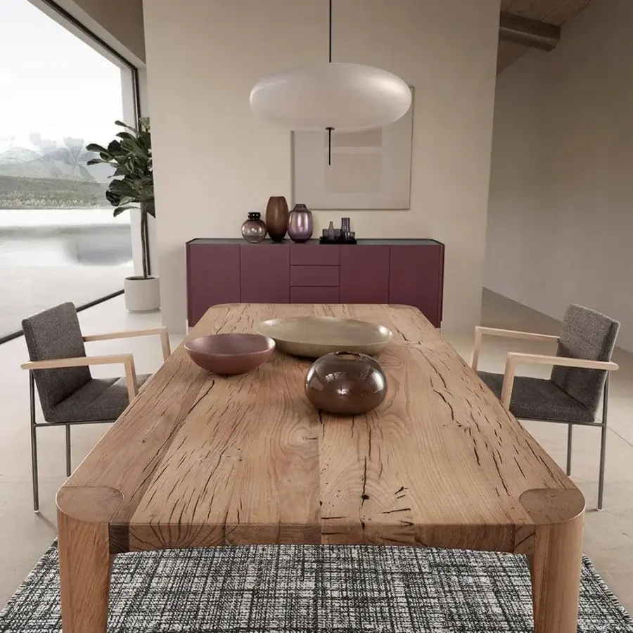 Exceptional Presotto Terra table crafted in Earth Antique Oak solid wood with a warm light brown finish