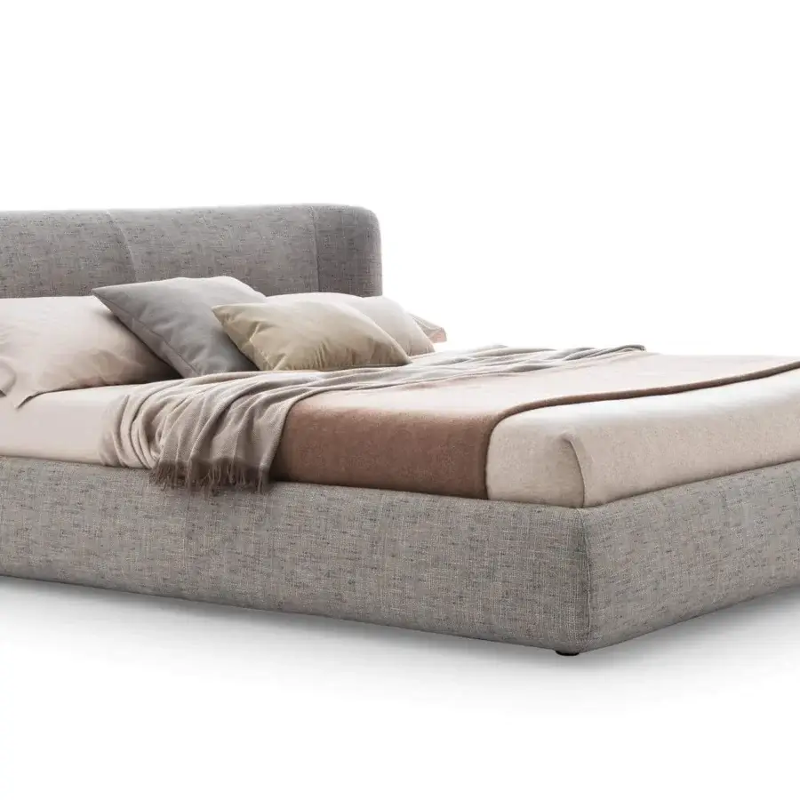 Distinguished Ditre Italia Claire bed with wraparound headboard crafted in light gray woven textile for premium comfort