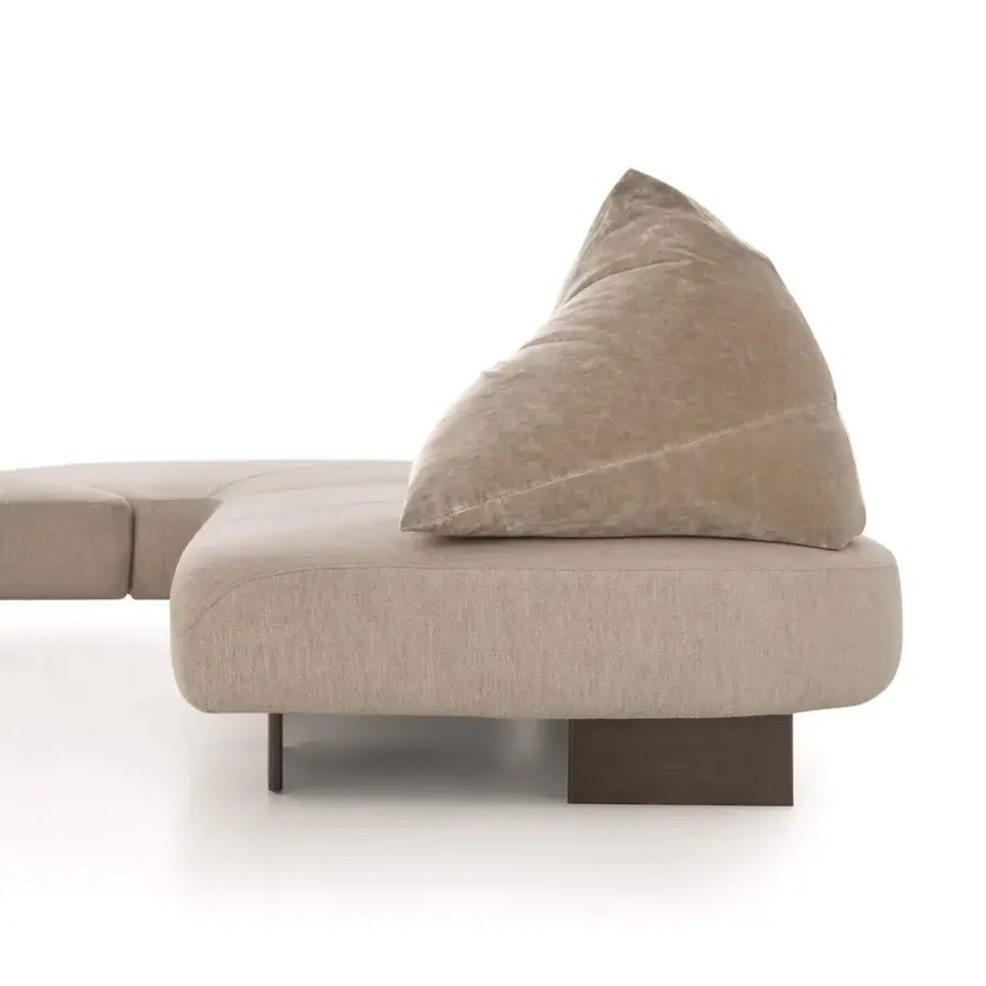 Exceptional Ditre Italia Papilo sectional with a dark wood base, light beige woven textile upholstery and matte finish