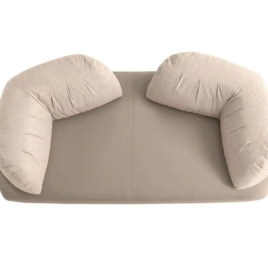 Elegant Ditre Italia Papilo sectional with adjustable backrests and a streamlined base in textured light beige and smooth light-brown textiles