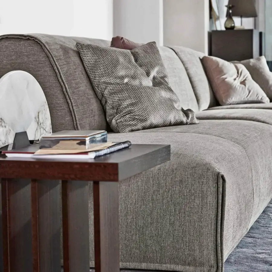 Superior Ditre Italia Monolith sectional upholstered in medium gray textured textile with rounded back and thick cushioning