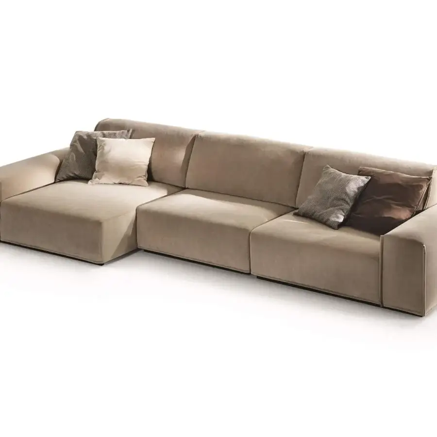 Elegant Ditre Italia Monolith sectional upholstered in light brown fabric with a matte finish