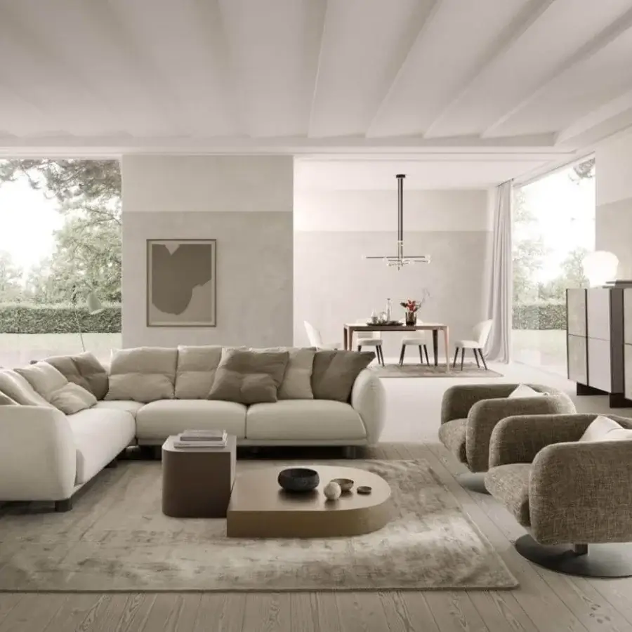 Distinguished Presotto Bali lounge chair built in textured neutral taupe textile with a Peltro painted base