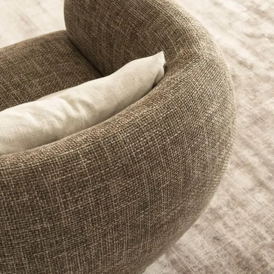 Exceptional Presotto Bali lounge chair built in warm brown textured textile with a Peltro painted base