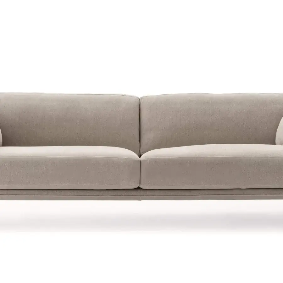 Captivating Ditre Italia Krisby sofa, a seating design upholstered in light beige textile with a matte finish and dark metal alloy feet