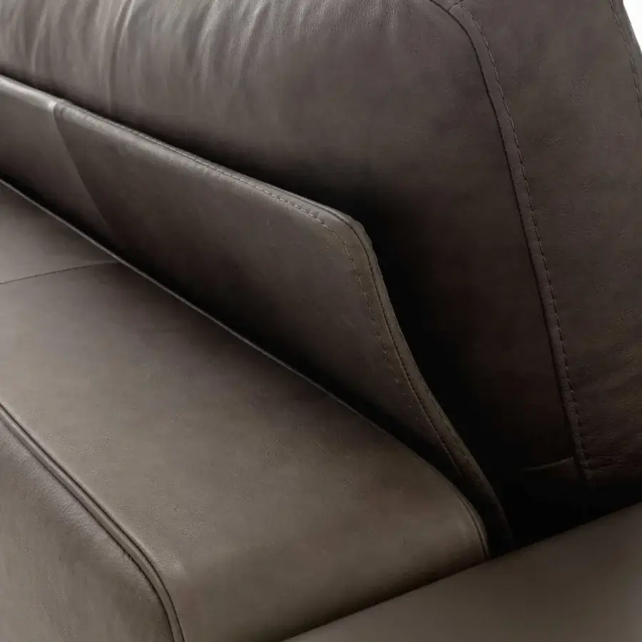 Sophisticated Ditre Italia Loman sofa with smooth matte brown leather upholstery and integrated side table element
