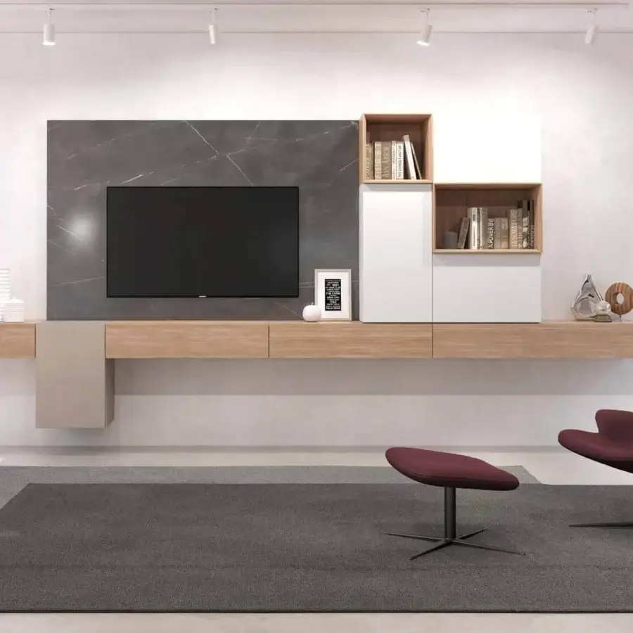 Elegant Presotto Lucignolo floor lamp with side table in light-colored metal and refined matte finish