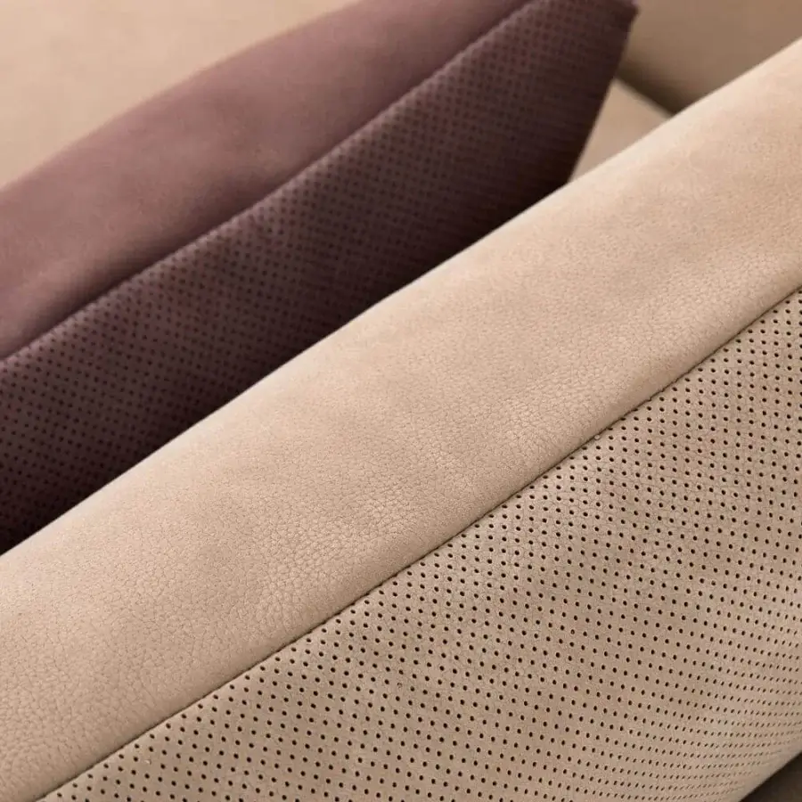 Exceptional Presotto San Marino sectional with light beige removable fabric upholstery and peltro varnished metal legs