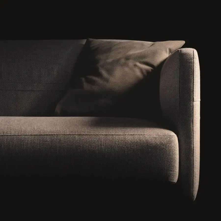 Superior Ditre Italia Arlott sofa with adjustable backrests upholstered in textured matte textile with muted brown tones