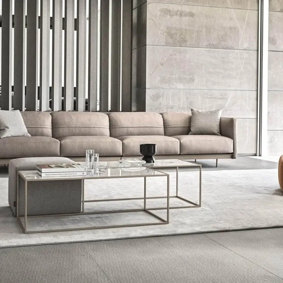 Distinguished Ditre Italia Arlott sofa with light beige textile and matte finish presents adjustable backrests for luxurious comfort
