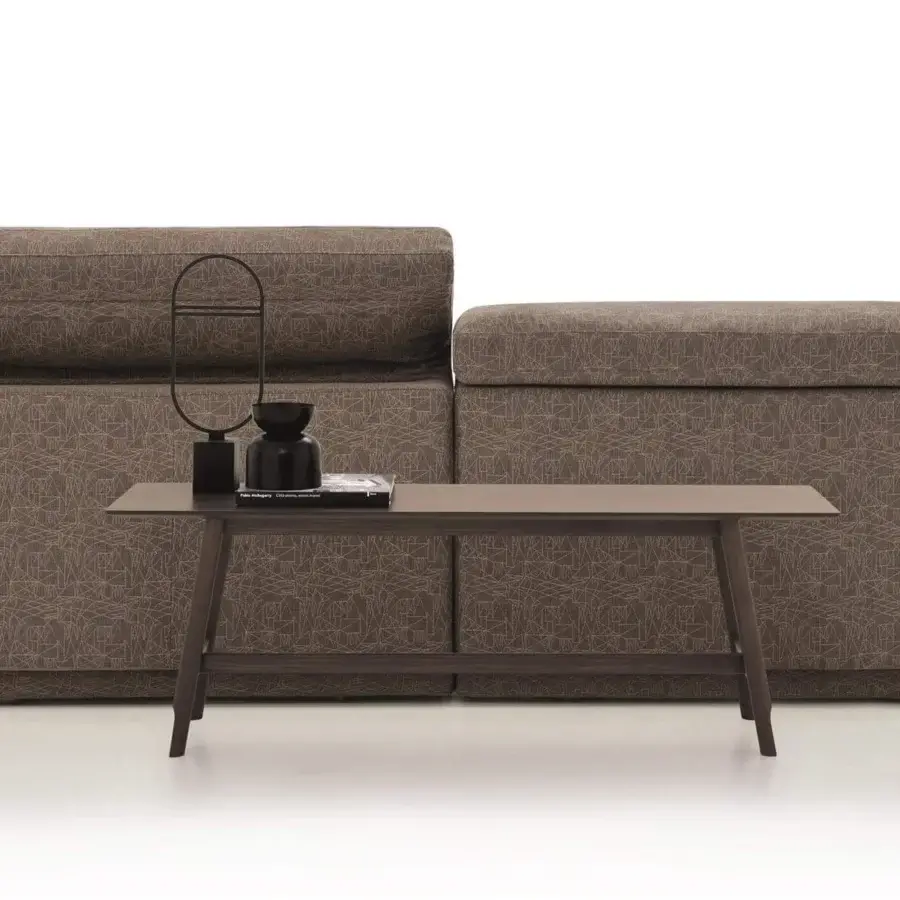 Distinguished Ditre Italia Arlott sofa with subtly patterned brown textile upholstery and a low geometric form