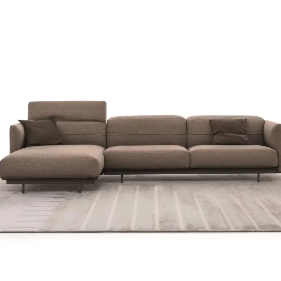 Sophisticated Ditre Italia Arlott sectional with adjustable backrests and a chaise lounge in medium brown textile with a matte finish