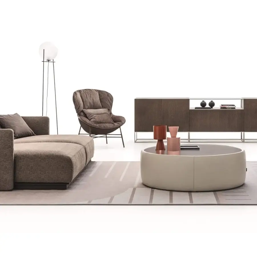 Exceptional Ditre Italia Arlott sectional in warm brown textile with adjustable backrests and comfortable lounging height