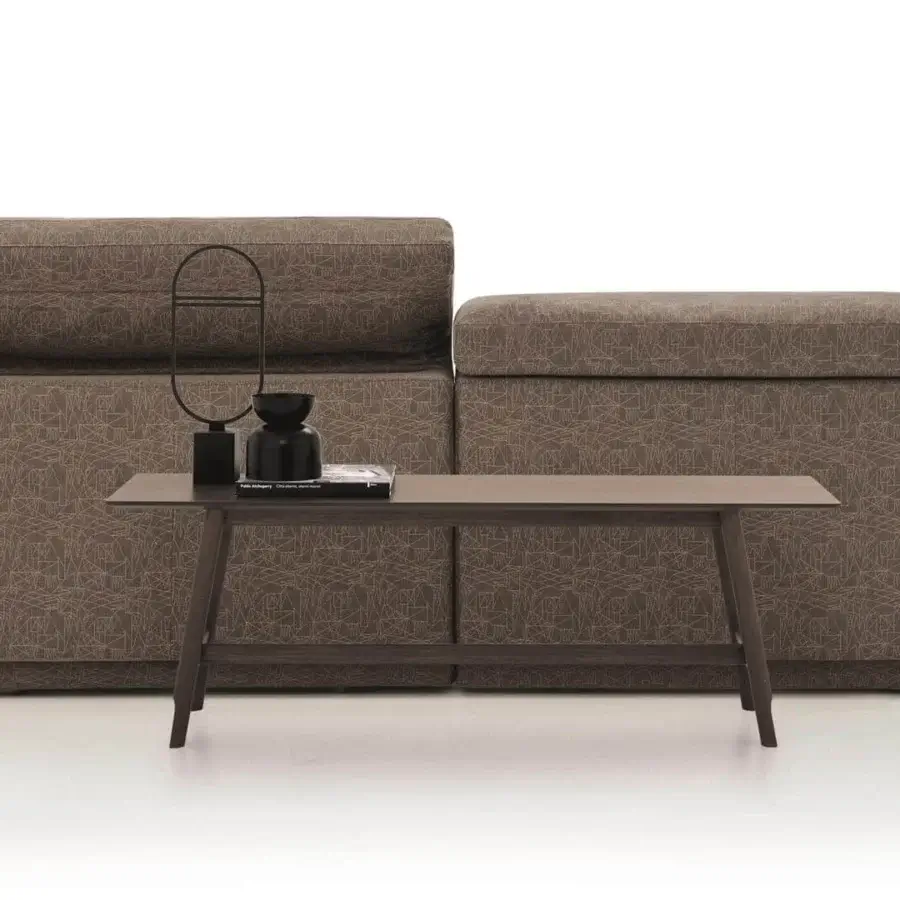 Elegant Ditre Italia Arlott sectional in patterned brown textile with adjustable backrests and a low geometric silhouette