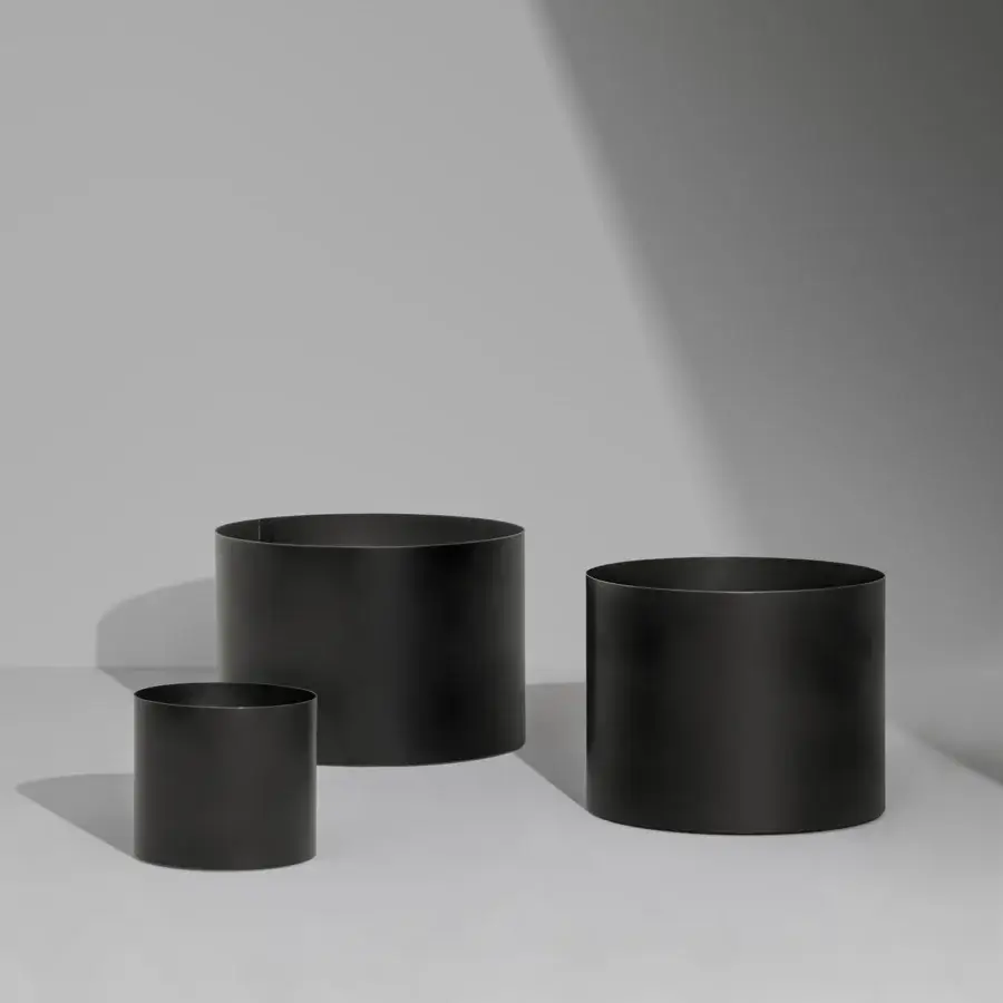 Elegant Bonaldo Metal Planter accent crafted in matte black metal with minimalist form