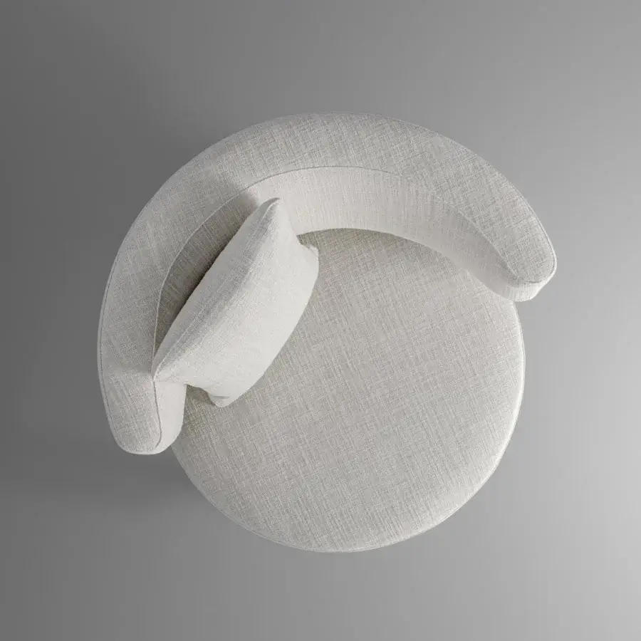 Exceptional Bonaldo Neuilly lounge chair with a slender metal structure and textured fabric upholstery in a neutral tone