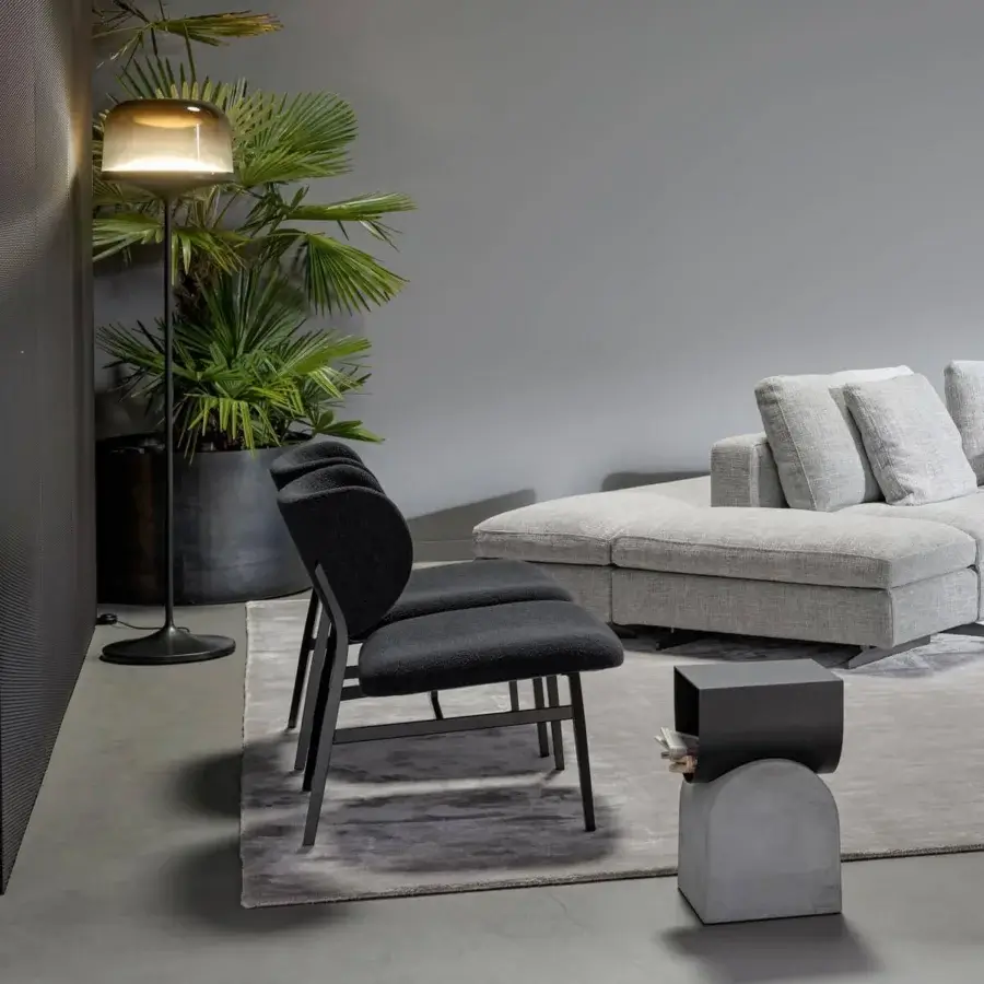 Exceptional Bonaldo Vague coffee table with light gray concrete base and dark matte metal upper section