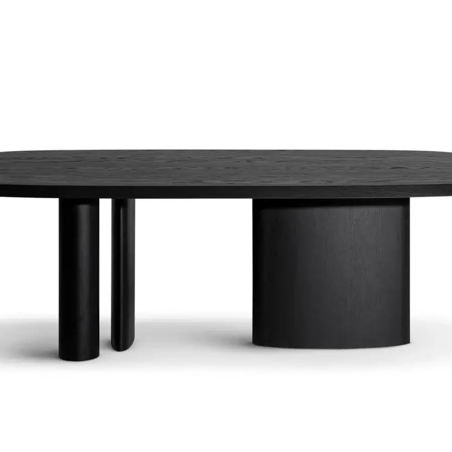 Exceptional Bonaldo Padiglioni table with asymmetrical base crafted in wood veneer and uniform black finish