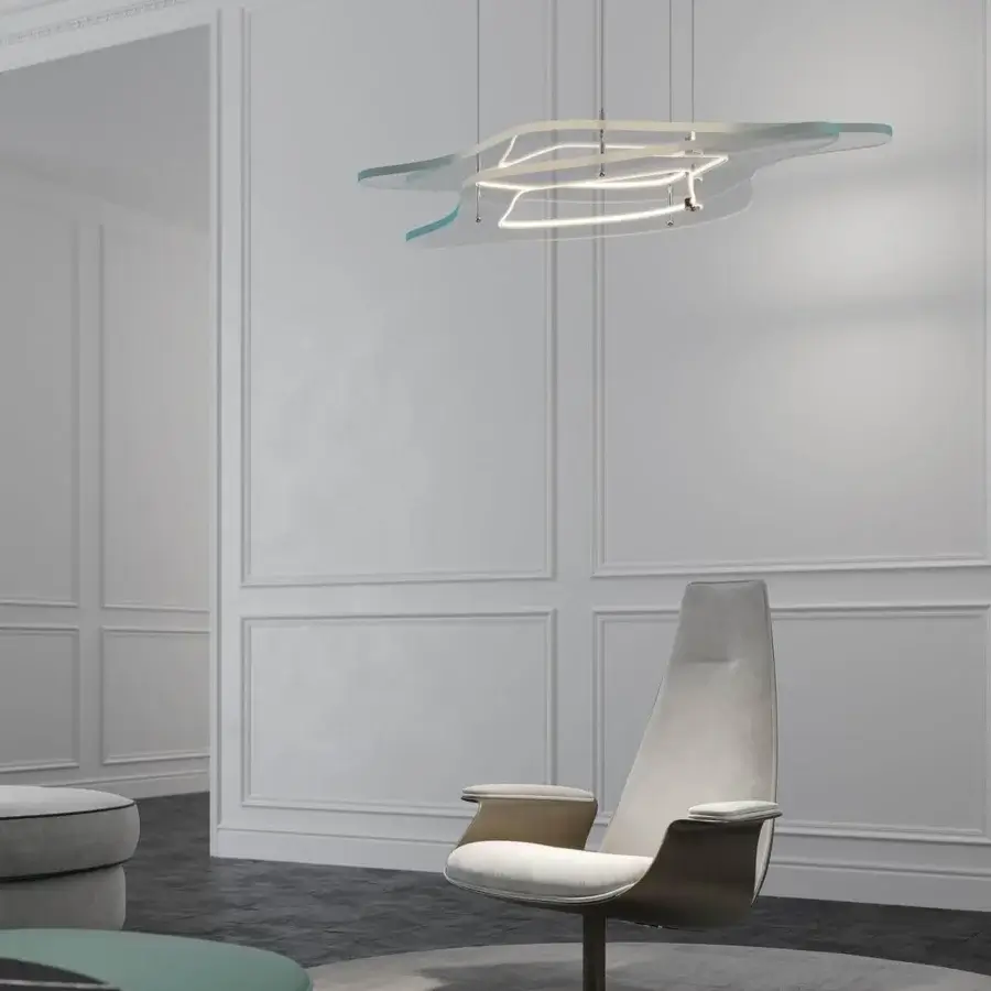 Refined Reflex Minerva lounge chair with light beige textile upholstery and metallic pedestal base