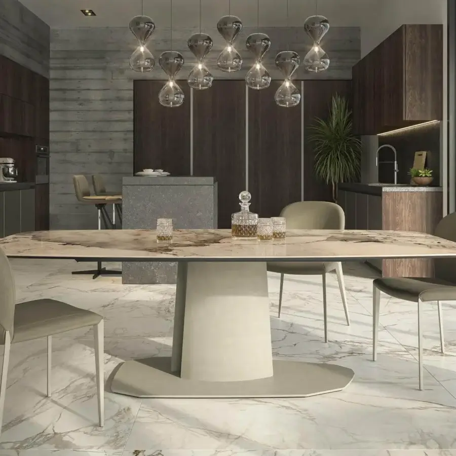 Superior Cattelan Italia Aviator Keramik lift table in light marble-patterned Keramik with sleek steel base and smooth finish